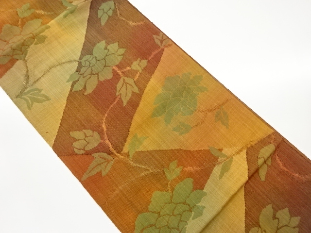 リサイクル　手織り紬花唐草模様織出し名古屋帯